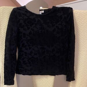 Toto n Ko Black Velvet Burnout Long Sleeve Tee - Crewneck